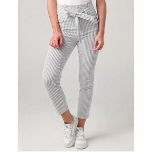 Frame Denim Black and White Striped Pants